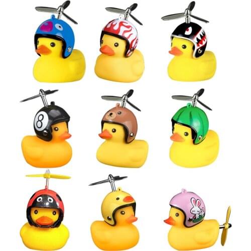 Cute Small Yellow Bike Duck Bicycle Bell Luminous/Normal Airscrew Helmet Duck Ducky Dicycle Wind Motor Riding Cycling Lights