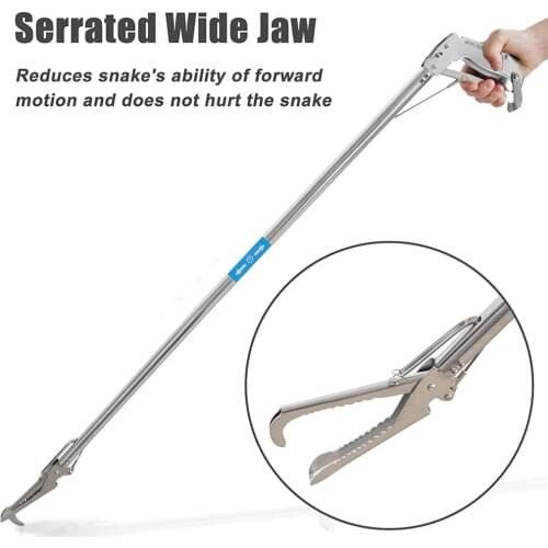 1m Foldable Snake Tongs Reptile Grabber Folding Wide Jaw Snake Pliers Stainless Steel Clamp Control Tools Snake Catcher Stick