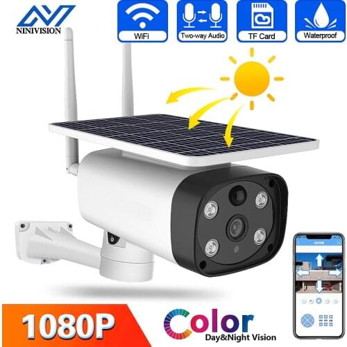 NINIVISION 1080P HD Solar Panel Battery Wireless WiFi Surveillance Camera Outdoor PIR Detection Waterproof Sucerity IP Camera