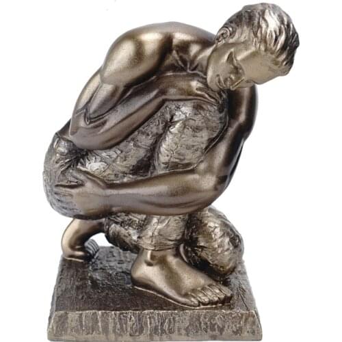 Resin Statue Half Naked Men Bronze Gold Sculpture Home Decor Living Hotel Study Room Decorations Golden Figurine Accessories