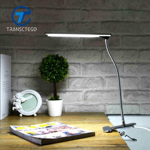 Desk Lamp Clip Led Clamp Desklight Luminaria De Mesa USB Port For Student Table Bedroom Bedside Office Flexible Light Stainless