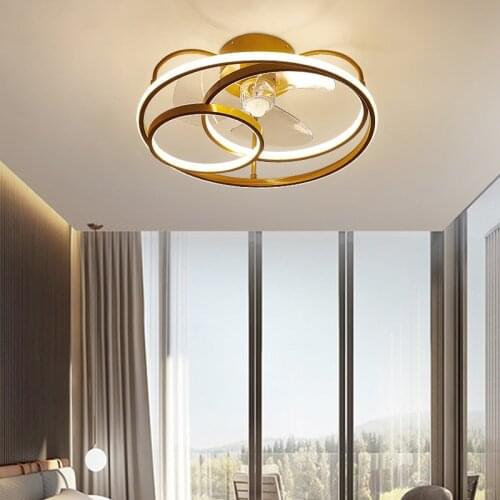 Led ceiling fan, modern simple style round ceiling lamp, suitable for dining room, bedroom and living room