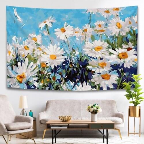 Fresh Nordic Minimalist Large Small Daisy Tapestry Rental Room Background Cloth Decorative Wall Covering гобелен на стену