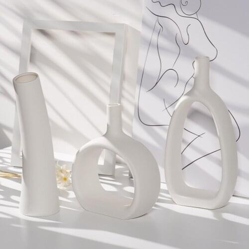 Ceramic Vase Geometric European Modern Home Decoration, Solid Color, Living Room Bedroom Dining Room Decoration, Christmas Gift