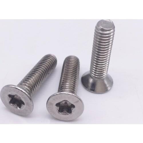 Wkooa M4 M5 Screw Torx 5 Star Machine Screws Flat Head Stainless Steel Silver Pack 100