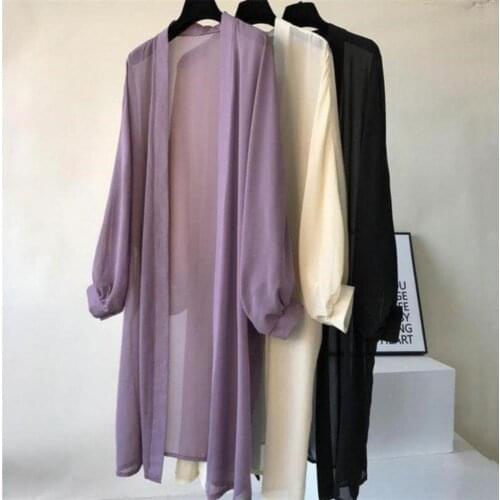 Women Summer Long Batwing Sleeve Solid Color Anti Sun Thin Cardigan Midi Coat