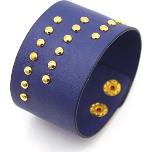 TOTABC Blue Rivet Leather Bracelets For Women Fashion Vintage Bangles Bracelet Punk Style Soft Leather Jewellery Cool Wholesale