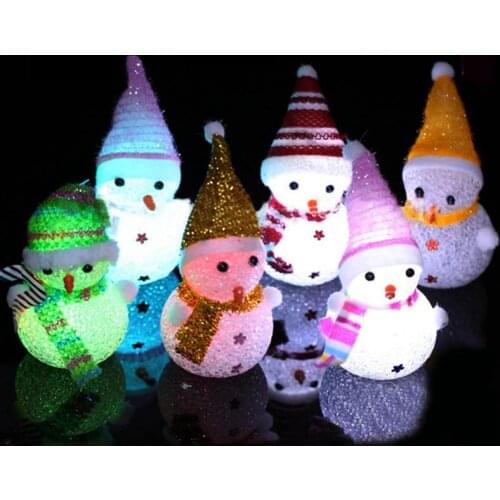 1pc Christmas Night Light Snowman LED Lovely Tabletop Decoration Holiday Night Light Party Decor Supplies Random Color