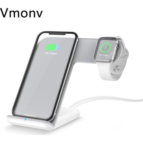 2 in 1 Wireless charging mobile phone stand 2019 high quality desktop holder fast charging for iPhone 8 X XR XS max watch