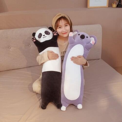 70-130CM Cute Long Giant Panda Plush Toy Cylidrical Animal Bolster Pillow Koala Stuffed Plushie Children Sleeping Friend