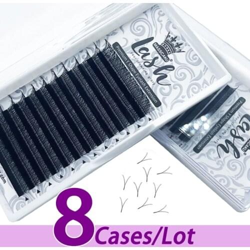 8pcs/lot MASSCAKU sell super soft black faux mink Y shape lashes c/d curl 8-15mm mixed tray YY lashes eyelash extension