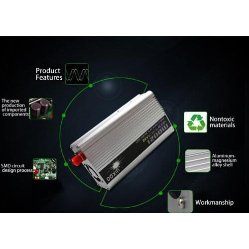 Car Power Inverter 12V to 110V/ 24V to 220V/ 1200W 12V to 220V/ Car inverter sliver Car