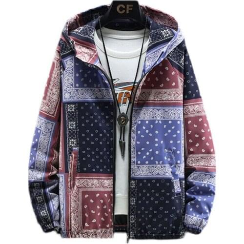 Bandana Autumn Jacket Men with Hood Long Sleeve Mens Windbreaker Hooded Patchwork Spring Coat 2021 Harajuku Streetwear 5xl