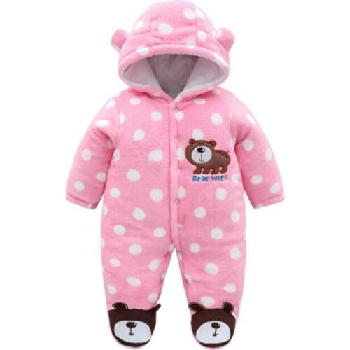 Free shipping HOT! Winter Thicken Baby Clothing Unisex Cute Bear Baby Rompers NewBorn Baby dot Velvet Romper