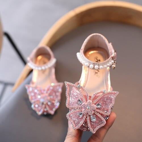 Infant Kids Casual Shoes Baby Girls Pearl Shoelace Shoes Crystal Bling Bowknot Sandals Single Princess Shoes Sandals