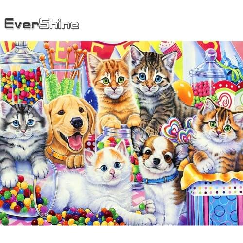 Evershine Diamond Painting New Arrival Cat 5D DIY Diamond Embroidery Dog Animal Rhinestone Art Home Decor Gift