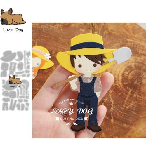 Farmer Boy Girl Metal Cutting Dies Scrapbooking Stencil DIY Mold Knife Craft Embossing Die Cuts Card Making New Dies For 2021