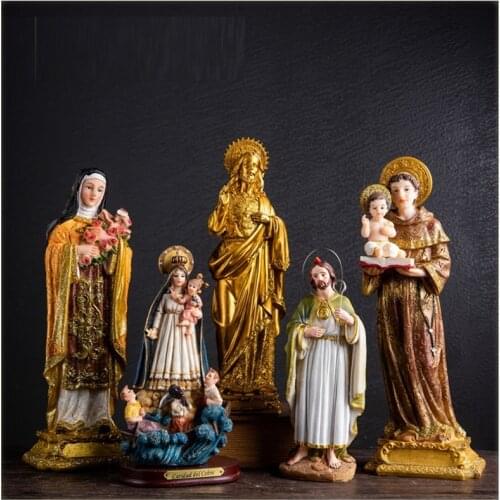 CHRISTIANITY SERIES FIGURE ART SCULPTURE JESUS VIRGIN MARY SAN ANTONIO FIGURINE RESIN CRAFTS GARDEN DECORATIONS FOR HOME R3743