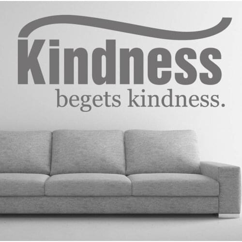 Hot Sale Text Decals Kindness Begets Kindness Vinyl Wall Sticker Quotes DIY Black Wall Decorative Inspiring Art Stickers ZA703