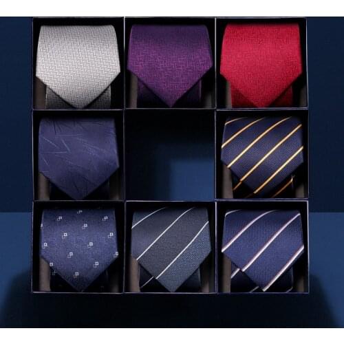 NEW Top Quality 8CM Striped Luxury Tie For Men Marriage Business Designer Brand Dress Necktie Wedding Accessories Gift Box