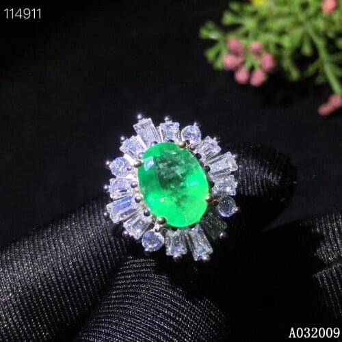 KJJEAXCMY fine jewelry 925 sterling silver inlaid natural emerald new ring lovely girls ring support test hot selling
