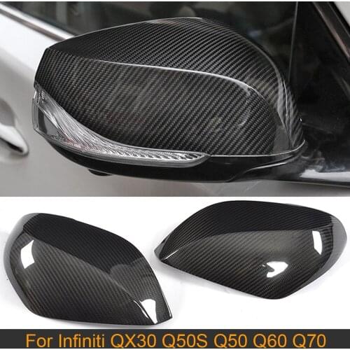 Dry Carbon Fiber Side Rear View Mirror Covers Caps For Infiniti QX30 Q50S Q50 Q60 Q70 2014-2020 Side Mirror Covers Caps Shell