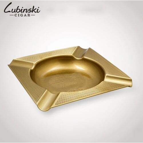 LUBINSKI Square Metal Ashtray 4 Rests Portable Cigarette Cigar Holder Ash Tray Travel Ashtray Cigar Smoking Tool Accessories