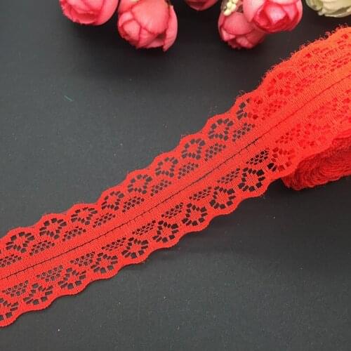 10yards/lot 30mm Wide Red Bilateral Handicrafts Embroidered Net Lace Trim Ribbon Wedding/Birthday/Christmas Decorations