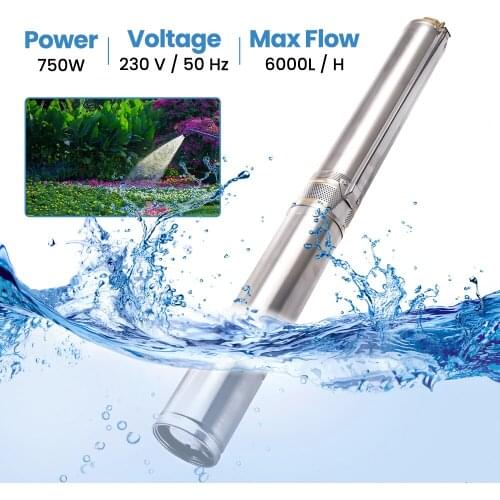 100mm 750 W Deep Well Pump Max. 6000 l / h Pipe Pump 4 " 4 Inch 9.7 Bar Submersible Pump Stainless Steel