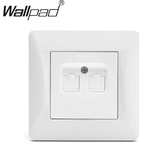Data Tel Socket Wallpad 110-250V White Luxury Plastic Panel EU European Standard Data Tel RJ45 Rj11 Outlet with Claws Mounting