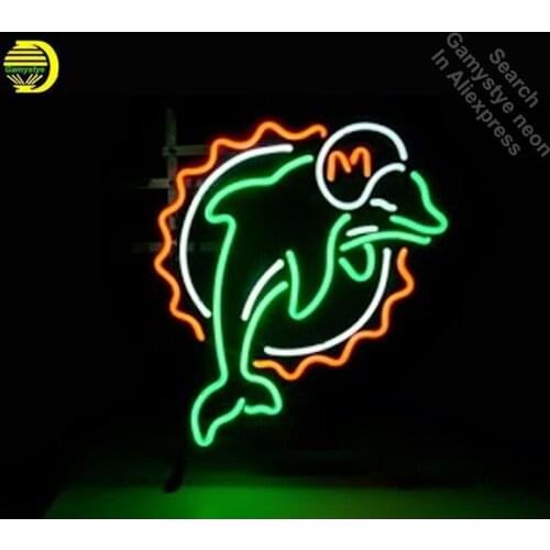 Neon Sign for Miam Dolphins Neon Bulb sign handcraft Commercial neon signboard Beer Bar Pub Room Art neon light anuncio luminos