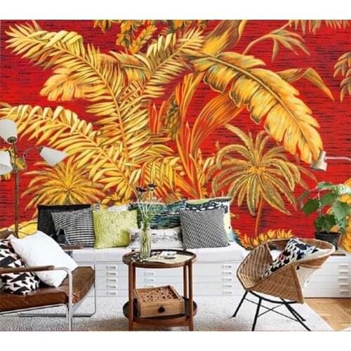 Beibehang Custom wallpaper 3d Southeast Asian style hand-painted palm plantain tree oil painting wall 5d corrugated wallpaper 8d