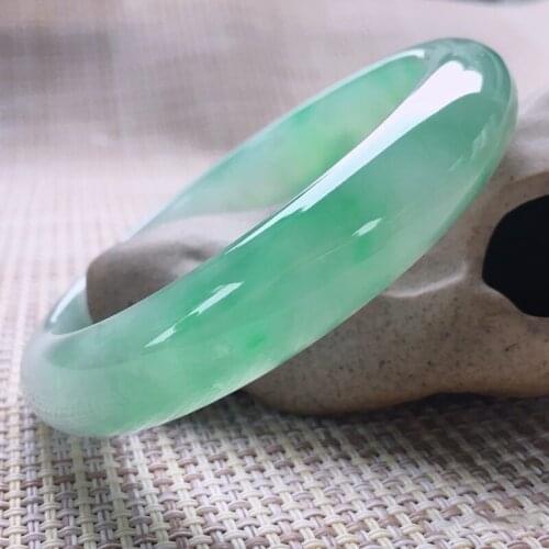 Send Certificate Natural Burmese Jade 54-64mm Ice Light Green Bracelet Elegant Princess Jewelry Send Mom to Girlfriend