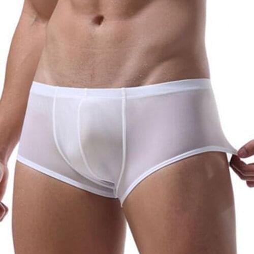 Sexy Mens Underwear One-piece Ultra-thin Transparent Ice Silk Mens Briefs Low Waist Sexy Shorts Men Elastic Solid Underpants