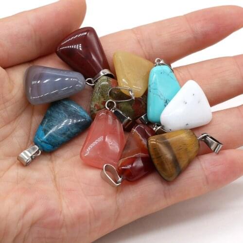 Natural Stone Pendant Trapezoid Shape Semi-precious Stones Exquisite Charm for Jewelry Making DIY Necklace Bracelet Accessories