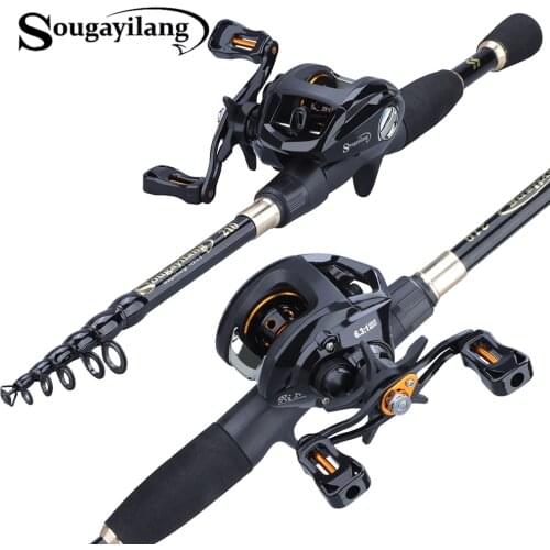 Sougayilang 1.8-2.4m Portable Telescopic Fishing Rod and 12+1bb 6.3:1 Gear Ratio Fishing Reel Fishing Tackle Combo
