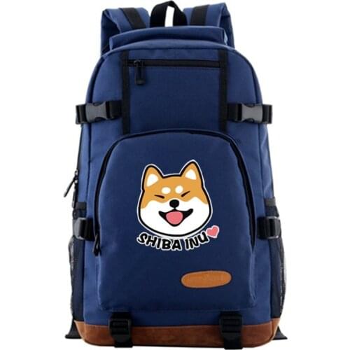 Shiba Inu Corgi Dog Doge Bookbag Laptop Backpack Students School Bags for Teenager Boys Girls Mochila Feminina Black Backpack