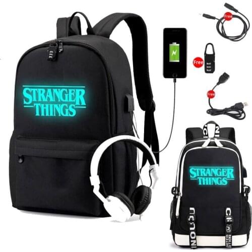 Stranger Things Backpack multifunction USB charging for teenagers boys Student Girls School Bags travel Luminous Bag Laptop Bags