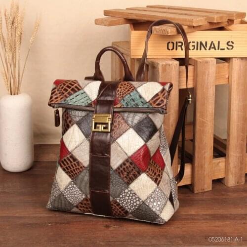 Womens Genuine Leather Backpack Girl School Bag Vintage Natural Cowhide Laptop Female Daily Back Pack Travel Packsack For Lady