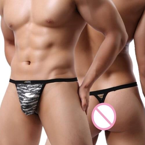 Sexy 2018 Fashion Gold Leopard Man Sexy Fitness T-back Thongs Underwear Gay Male Hipster Mini Jockstrap Panties Size M L XL