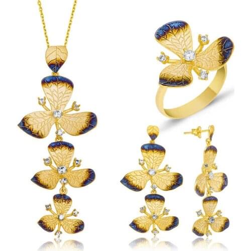 Silver Yellow Flower Women 'S Set