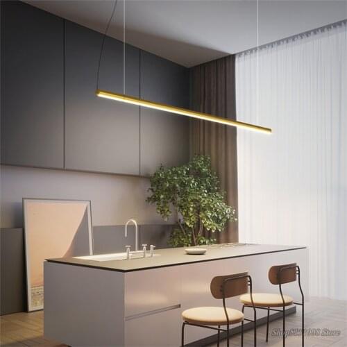 Simple Iron Line Dining Room Pendant Lamps Modern Luxury Designer Restaurant Table Led Hanging Lights Office Strip Light Fixture
