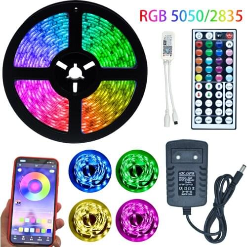 Led Strips Light Luces Led RGB 2835 Bluetooth Waterproof Color Changing Flexible Ribbon Tape Diode DC 12V christmas home decor