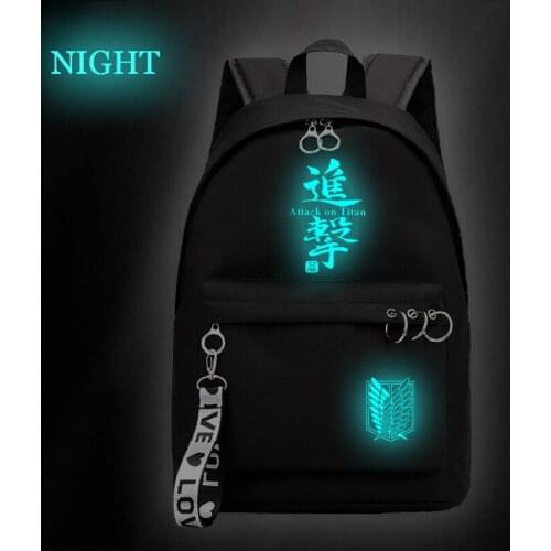 New Attack on Titan Luminous Backpack Students schoolbag Teens Travel bag Boys Girls Daily Backpack Men Women Laptop bag Mochila