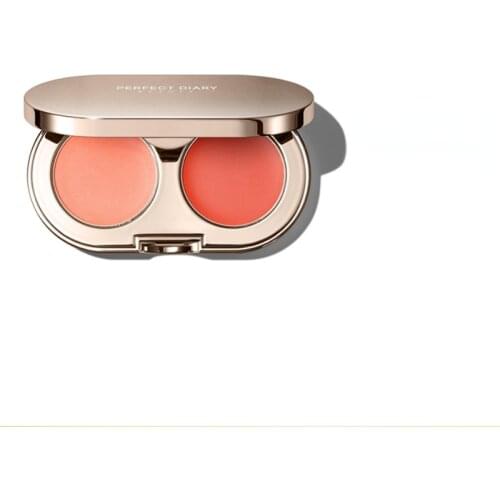 TT PERFECT DIARY Two-Color Blusher Plate Genuine Moisturizing And Brightening Skin Tone Nude Makeup Red Natural Women 'S Orange