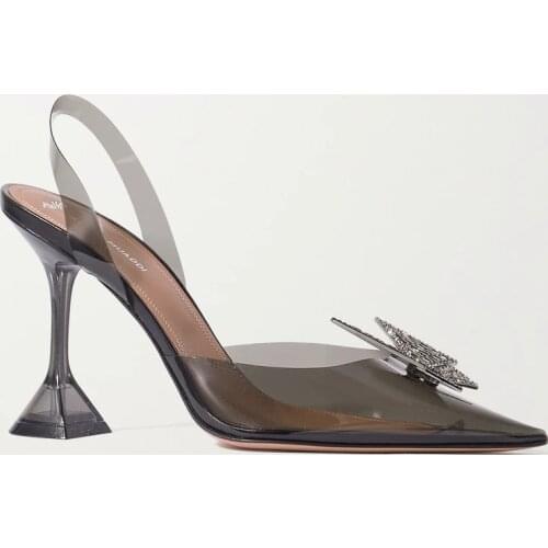 Womens Shoes Awge Phoenix Crystal-embellished Bow-detailed Pvc Slingback Pumps Perfect