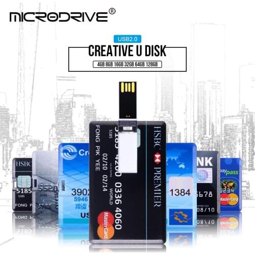 Hot sale pendrive 8GB 16GB 32GB 64GB 128GB New Bank Credit Card Shape USB Flash Drive Pen drive 4GB Memoria usb best gifts