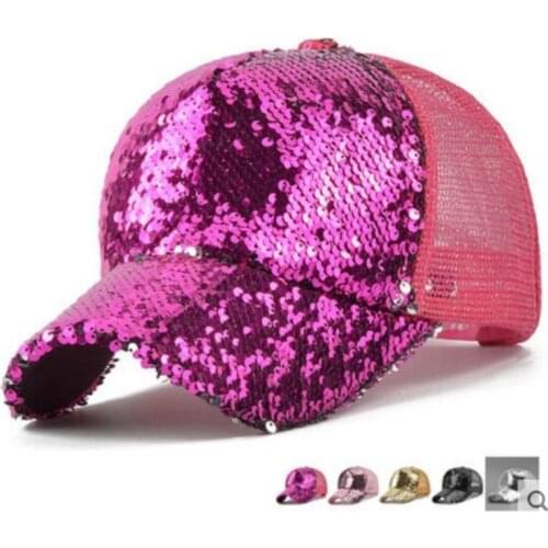 2018 Women Girl Baseball Hats Sequins Paillette Bling Shinning Mesh Baseball Cap Striking Pretty Adjustable Adult Party Club Hat