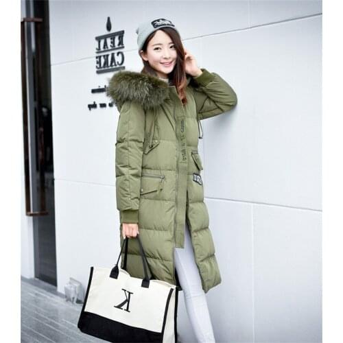 Real Raccoon Fur Collar Womens White Duck Down Jackets Maxi Size 5XL Coat Female Winter Jacket Women Thick Parka WXF503