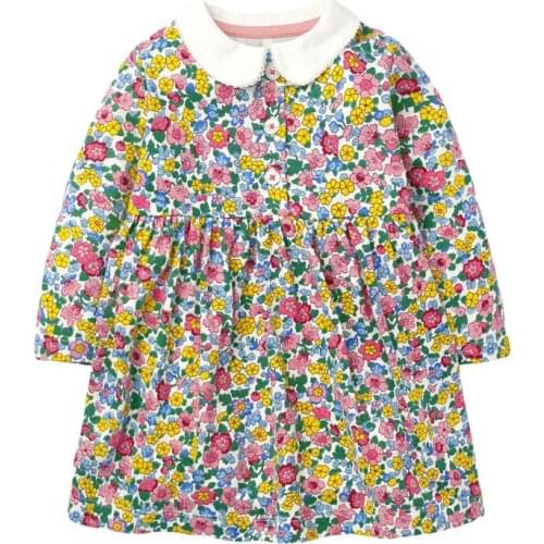 2-7Y Print Kids Girls Clothing Dress Cotton Childrens Clothing Fashion Girl Dress Fall Kid Long-sleeve Skirt Dress